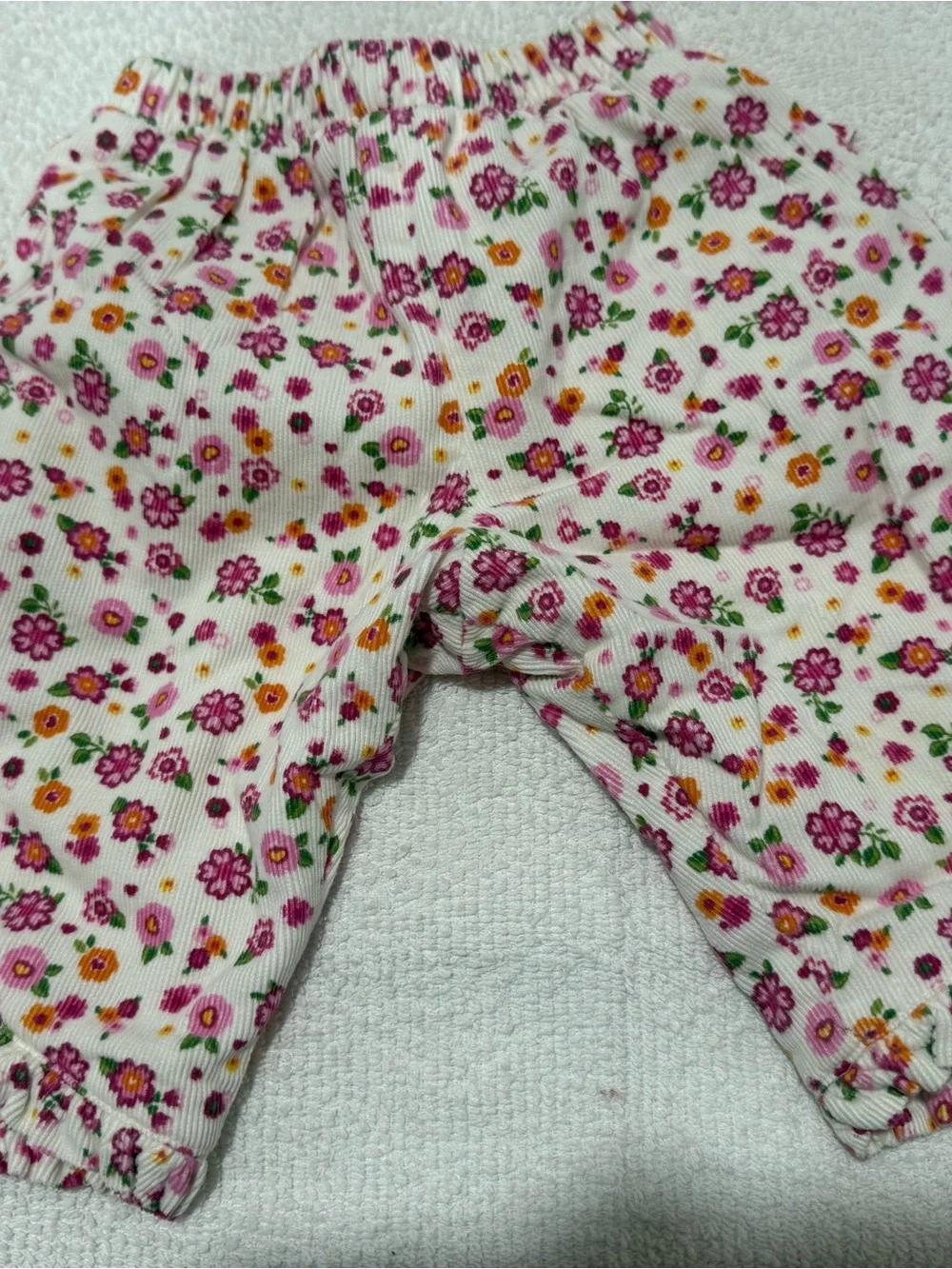 The Children's Place White Romper with Pink & Purple Floral Trim